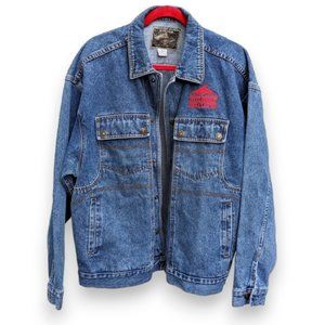 Harrington Raceways Midway Slots Haleman Jeans Wear Denim Jacket Snap Buttons L